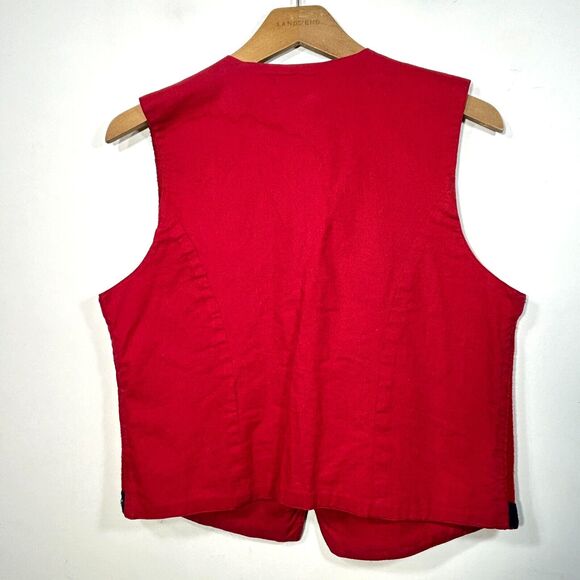 Erika Classics Wool Blend Vest Womens Sz L Metal Button Red Floral Embroidery - Picture 3 of 11